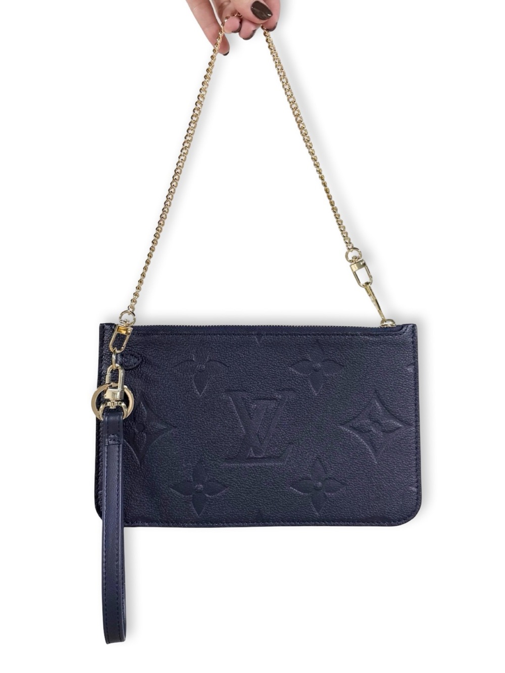 Louis Vuitton Giant Empreinte Neverfull Pouch - Midnight Navy + Shoulder Strap